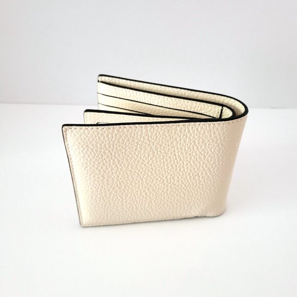 Coach CAK48 3 In 1 Varsity Pebbled Leather Billfold Bifold Wallet Chalk Black - Picture 3 of 8